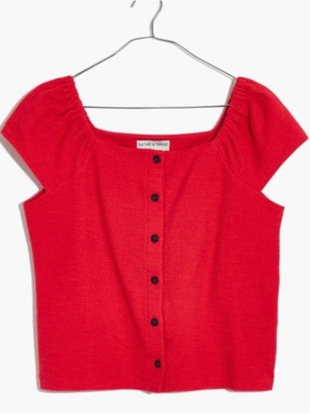 Madewell Red Button-Front Square-Neck Top XS - New with tags!!!